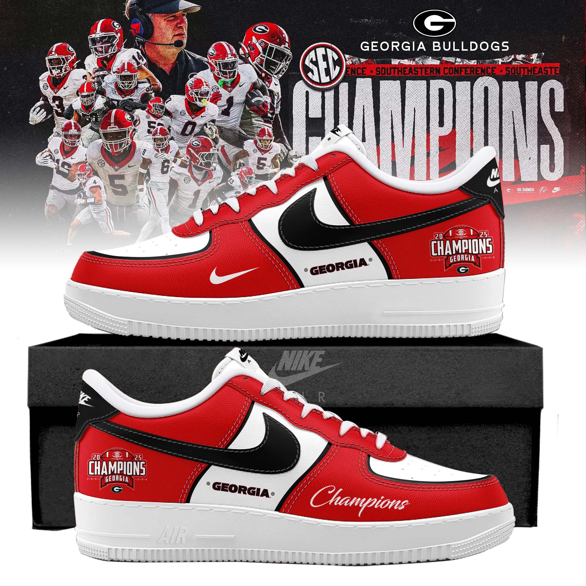 _ .Georgia Bulldogs 2025 SEC Football Champions AF1 Sneaker