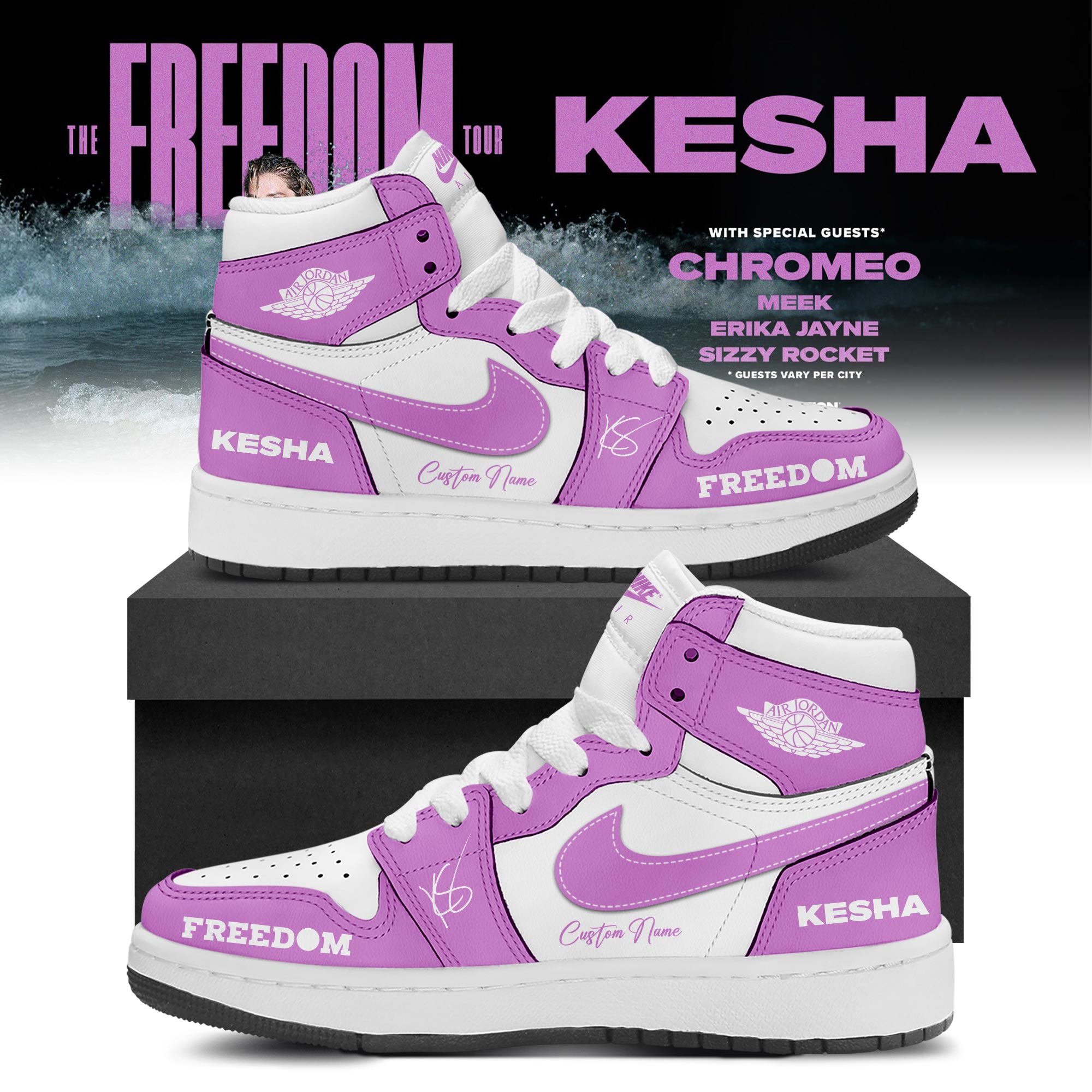 Kesha The Freedom Tour 2026 Limited Edition AJ1 Sneakers