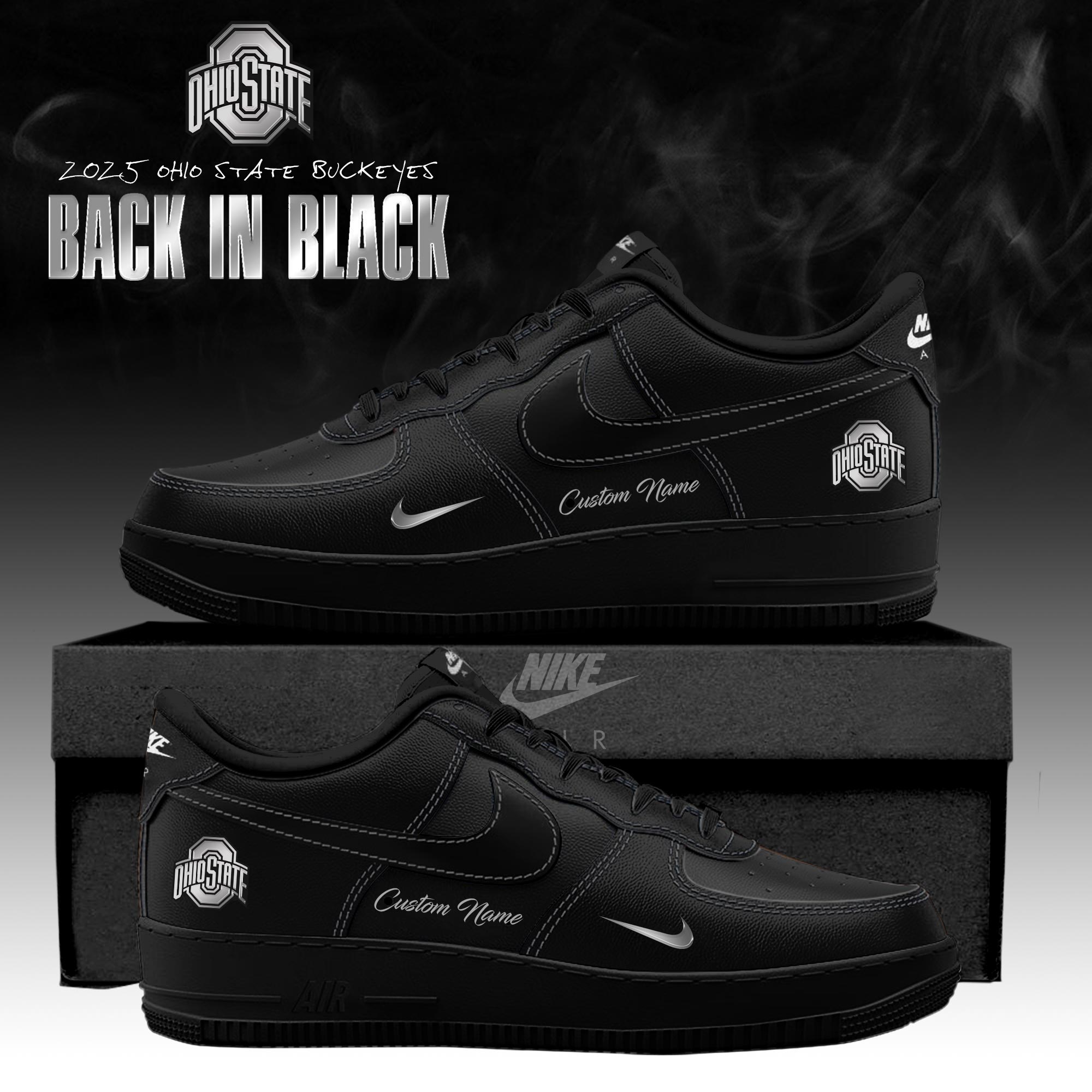 Ohio State Buckeyes 'Back in Black' 2025 Special Edition AF1 Sneakers