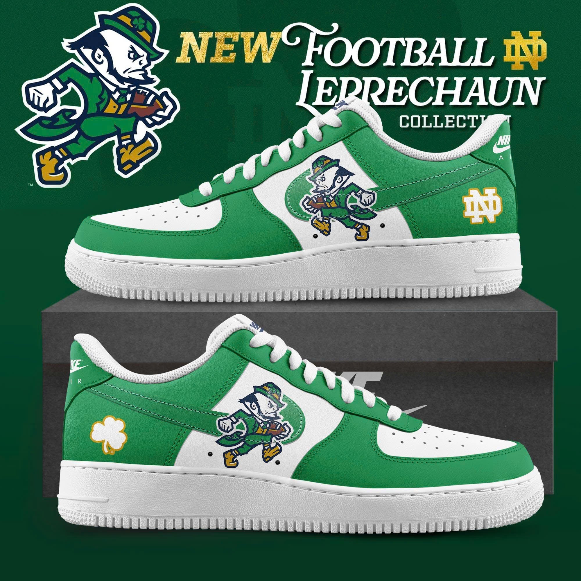 Notre Dame Fighting Irish Football Leprechaun New Sneaker AF1