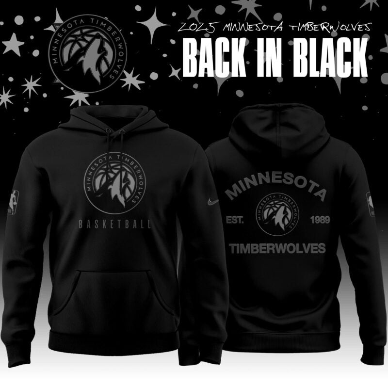 _Minnesota Timberwolves Back In Black 2025 Special Edition Hoodie